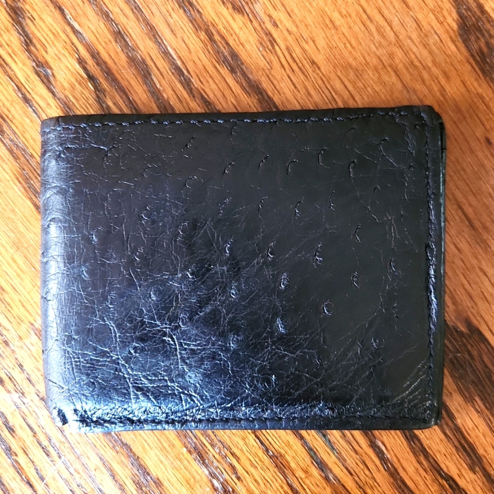 Amish Made Genuine Ostritch Leather Bi -Fold Wallet